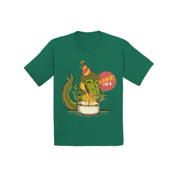 Awkward Styles 4th Birthday T-Shirt I'm Four Dinosaur Toddler Shirt