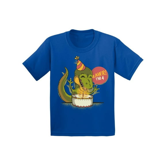 Awkward Styles 4th Birthday T-Shirt I'm Four Dinosaur Toddler Shirt