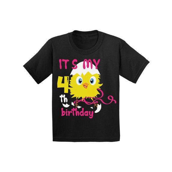 Awkward Styles 4th Birthday T-shirt It's My Fourth Birthday Chick Toddler Shirt for Girls