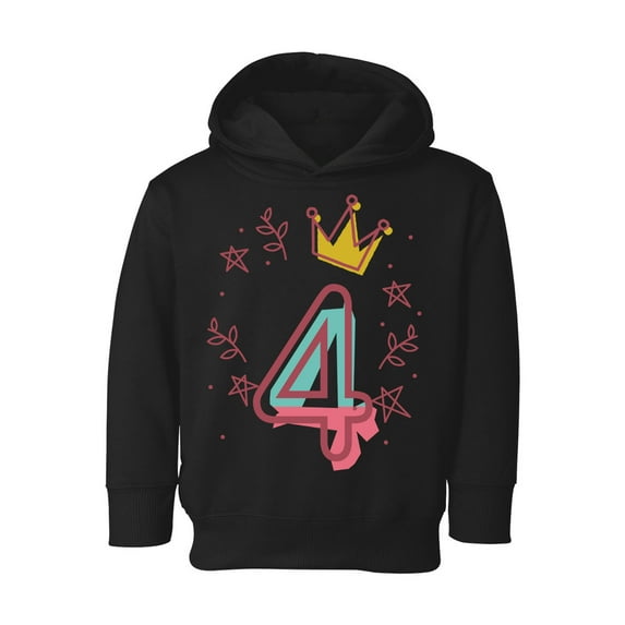 Awkward Styles 4th Birthday Toddler Hoodie I'm Four Cute Crown Pink Fleece Hooded Sweatshirt for Kids