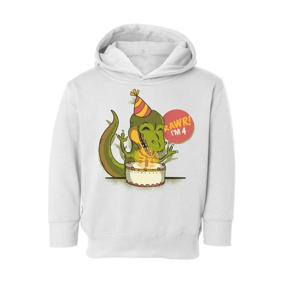 Awkward Styles 4th Birthday Toddler Hoodie I'm Four Dinosaur Fleece Hooded Sweatshirt for Kids