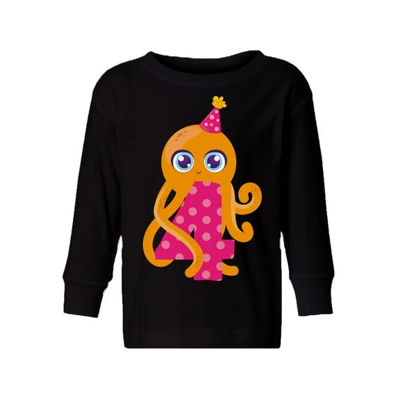 Awkward Styles 4th Birthday Toddler Long Sleeve Shirt Cute Octopus Kids T-Shirt