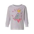 thumbnail image 1 of Awkward Styles 4th Birthday Toddler Long Sleeve Shirt I'm Four Cute Crown Pink Kids T-Shirt, 1 of 4