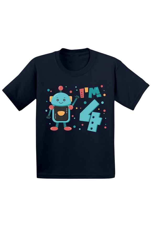 4th Birthday Toddler Shirt Cute Robot Birthday Shirt Gifts for 4 Year Fourth Birthday Shirt 4th Year Old Shirt My 4th Birthday Gifts for Birthday Boy Birthday Gifts