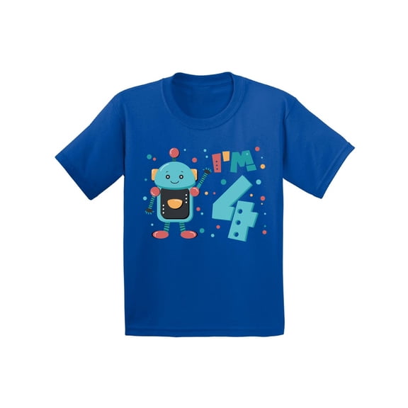 Awkward Styles 4th Birthday Toddler Shirt Cute Robot Birthday Shirt Gifts for 4 Year Fourth Birthday Shirt 4th Year Old Shirt My 4th Birthday Gifts for Birthday Boy Birthday Gifts