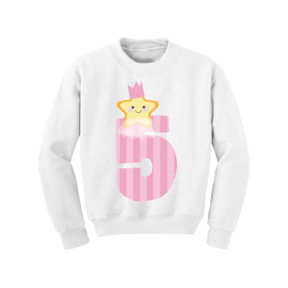 Awkward Styles 5th Birthday Girl Youth Sweatshirt Little Star Crewneck Tops for Kids