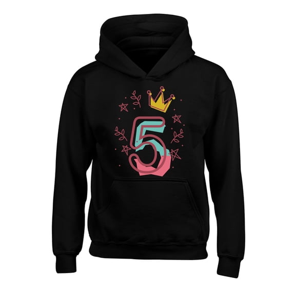 Awkward Styles 5th Birthday Hoodies for Kids I'm Five Cute Crown Pink Hooded Youth Sweatshirt