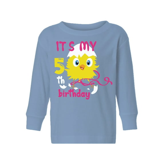 Awkward Styles 5th Birthday Long Sleeve Shirt It's My Fifth Birthday Chick Toddler T-shirt for Girls