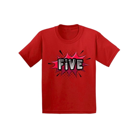 Awkward Styles 5th Birthday Shirt 5th Birthday Girl Shirt 5th Bday Boy Shirt 5th Birthday Gift for 5 Year Old Kids Superhero Shirts for Youth Pop Art Comic Book Style Birthday 5 Years Old Shirt