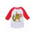 thumbnail image 1 of Awkward Styles 5th Birthday T-Shirt I'm Five Dinosaur Toddler Raglan Shirt, 1 of 4