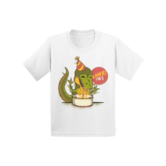 Awkward Styles 5th Birthday T-Shirt I'm Five Dinosaur Toddler Shirt