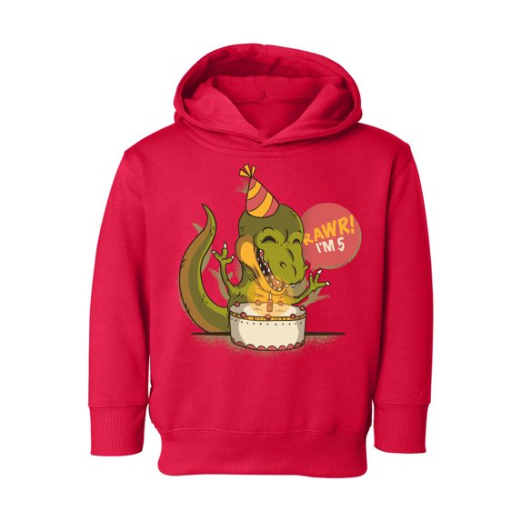Awkward Styles 5th Birthday Toddler Hoodie I'm Five Dinosaur Fleece Hooded Sweatshirt for Kids
