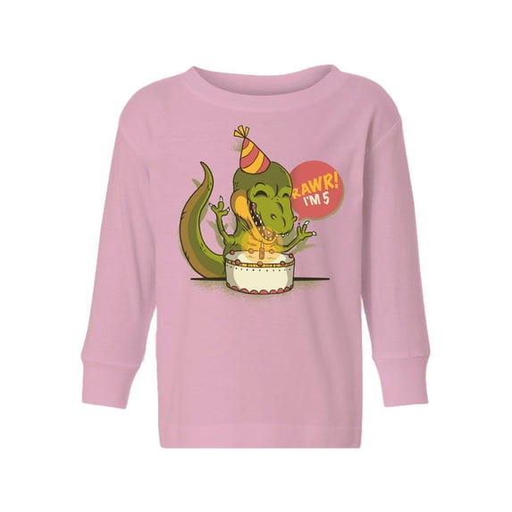 Awkward Styles 5th Birthday Toddler Long Sleeve Shirt I'm Five Dinosaur Kids T-Shirt