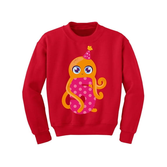 Awkward Styles 5th Birthday Youth Sweatshirt Cute Octopus Crewneck Tops for Kids