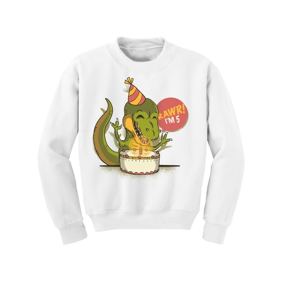 Awkward Styles 5th Birthday Youth Sweatshirt I'm Five Dinosaur Crewneck Tops for Kids