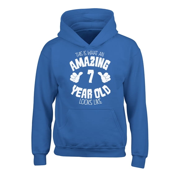 Awkward Styles 7th Birthday Hoodies for Kids It's My Seventh B-day Hooded Youth Sweatshirt Unisex Youth Sweater This is What an Amazing 7 Year Old Looks Like