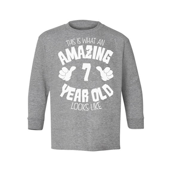 Awkward Styles 7th Birthday Youth Long Sleeve T-shirt It's My Seventh B-day Crewneck Tee for Kids Unisex Youth Tee This is What an Amazing 7 Year Old Looks Like