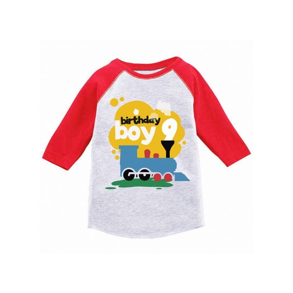 Awkward Styles 9th Birthday T-shirt Train Raglan Shirt Kids