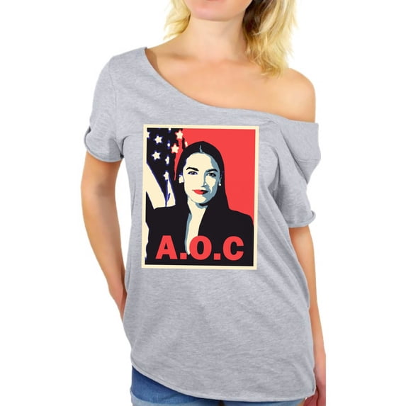 Awkward Styles AOC Off Shoulder Shirt Ocasio Ladies Shirt Alexandria Ocasio-Cortez Women Shirt Patriotic Shirts Made in USA AOC Tshirt American Style Ocasio Shirt for Her Ocasio-Cortez Outfit