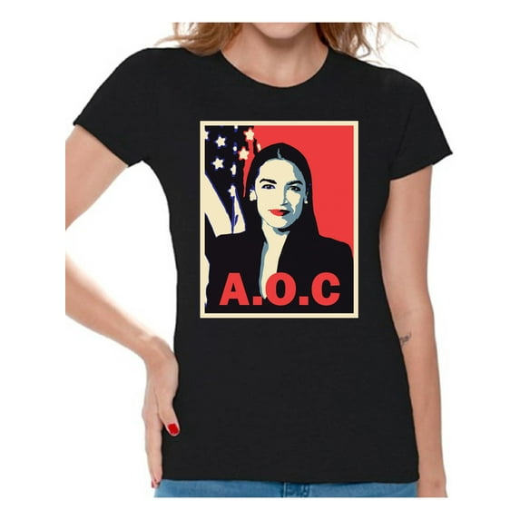 Awkward Styles AOC Women's Shirt Ocasio Ladies T Shirt Alexandria Ocasio-Cortez Women T-Shirts Patriotic Shirts Made in USA AOC Tshirt American Style Ocasio Shirt for Wife Ocasio-Cortez Outfit