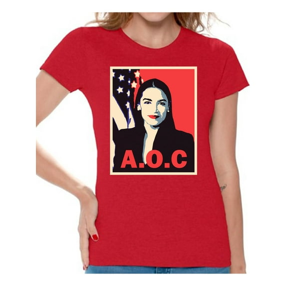 Awkward Styles AOC Women's Shirt Ocasio Ladies T Shirt Alexandria Ocasio-Cortez Women T-Shirts Patriotic Shirts Made in USA AOC Tshirt American Style Ocasio Shirt for Wife Ocasio-Cortez Outfit