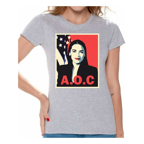 Awkward Styles AOC Women's Shirt Ocasio Ladies T Shirt Alexandria Ocasio-Cortez Women T-Shirts Patriotic Shirts Made in USA AOC Tshirt American Style Ocasio Shirt for Wife Ocasio-Cortez Outfit
