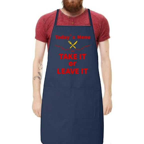 Awkward Styles Adjustable Unisex Bib Apron for Cooking and Baking - Today's Menu Take It or Leave It - Funny Design Apron