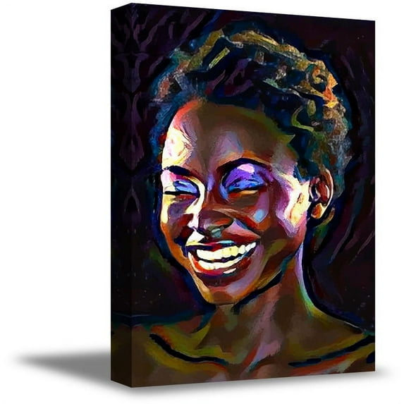 Awkward Styles African Woman Canvas Prints Portrait Happy Woman Artwork Nifty Bathroom Decor African Wall Art Ready to Hang Picture African Wall Decor Ideas for Office Beautiful Woman Portrait
