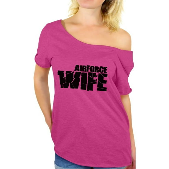 Awkward Styles Airforce Wife Shirt Airforce Wife Off the Shoulder T Shirt Valentine's Day Gift Proud Airforce Wife Valentine Shirts for Women Airforce Veteran Wife Tshirt Women's Airforce Shirt
