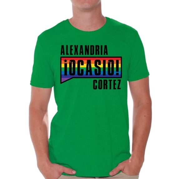 Awkward Styles Alexandria Ocasio-Cortez Men's Shirts AOC Rainbow T Shirts for Him LGBTQ Tshirt Patriotic Shirts Made in USA AOC Tshirt American Style Ocasio Shirt for Husband Ocasio-Cortez Outfit