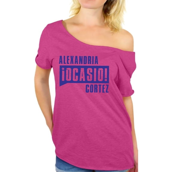 Awkward Styles Alexandria Ocasio Off Shoulder Shirts for Women USA Oversized T Shirts for Her Patriotic Shirts Made in USA AOC Tshirt American Style Ocasio Shirt for Mom Ocasio-Cortez Outfit