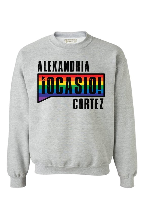 Alexandria Ocasio Sweatshirt AOC Sweater Rainbow Crewneck Sweater LGBTQ Sweater Patriotic Sweatshirt Made in USA Clothing AOC Sweater American Style Ocasio Crewneck Ocasio-Cortez Outfit