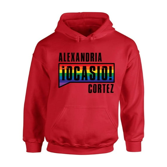 Awkward Styles Alexandria Ocasio Unisex Hoodie AOC Hooded Sweater Rainbow Sweater LGBTQ Hoodie Patriotic Sweatshirt Made in USA Clothing AOC Hoodie American Style Ocasio Hoodie Ocasio-Cortez Outfit