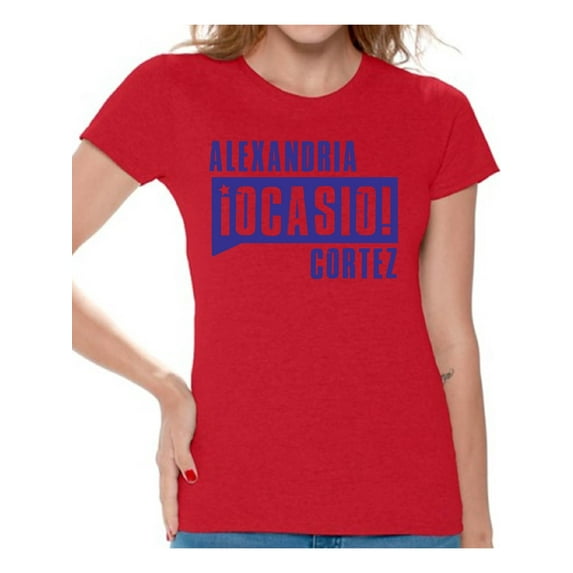 Awkward Styles Alexandria Ocasio Women's Shirts Patriotic Ladies Shirts American Shirt for Her Patriotic Shirts Made in USA AOC Tshirt American Style Ocasio Shirt for Wife Ocasio-Cortez Outfit