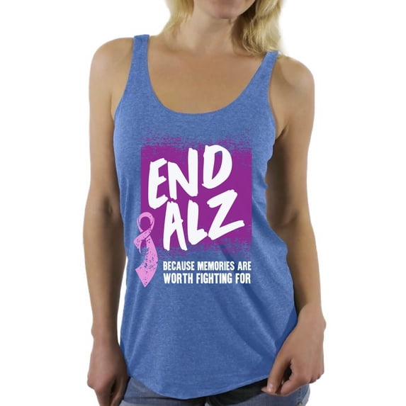 Awkward Styles Alzheimer Racerback Tank for Her Racerback Top for Ladies Alzheimers Clothes for Women Endalz Tanks Alzheimer Tshirt Endalz Gifts Alzheimers Awareness Shirts Endalz Clothing Collection