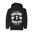 thumbnail image 1 of Awkward Styles Amazing 3rd Birthday Toddler Hoodie Girls Boys It's My Third B-day Hooded Sweatshirt for Kids This is What an Amazing 3 Year Old Looks Like, 1 of 4