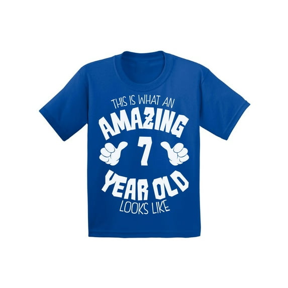 Awkward Styles Amazing 7th Birthday T-shirt It's My Seventh B-day Kids T Shirts Unisex Youth Tee This is What an Amazing 7 Year Old Looks Like
