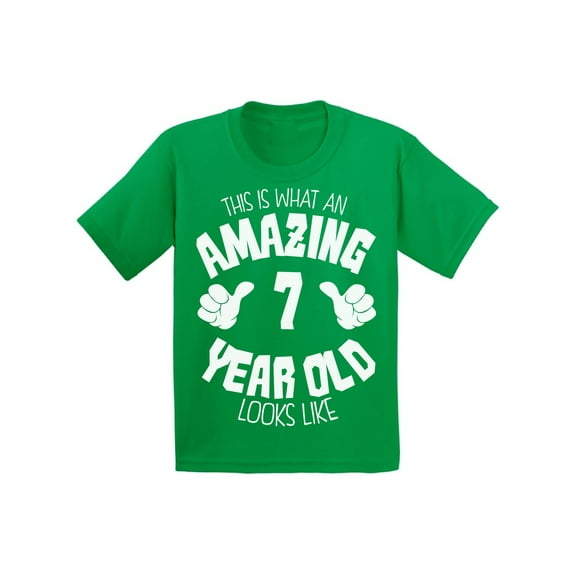 Awkward Styles Amazing 7th Birthday T-shirt It's My Seventh B-day Kids T Shirts Unisex Youth Tee This is What an Amazing 7 Year Old Looks Like