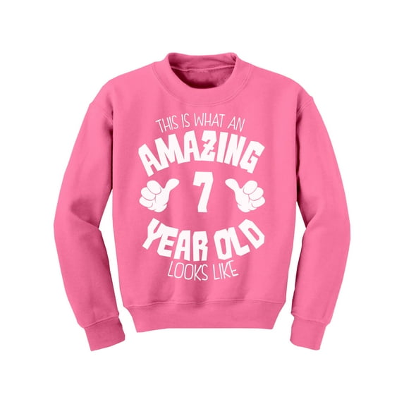 Awkward Styles Amazing 7th Birthday Youth Sweatshirt It's My Seventh B-day Crewneck Tops for Kids Unisex Youth Sweater This is What an Amazing 7 Year Old Looks Like