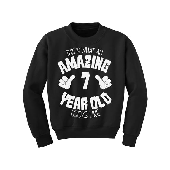 Awkward Styles Amazing 7th Birthday Youth Sweatshirt It's My Seventh B-day Crewneck Tops for Kids Unisex Youth Sweater This is What an Amazing 7 Year Old Looks Like