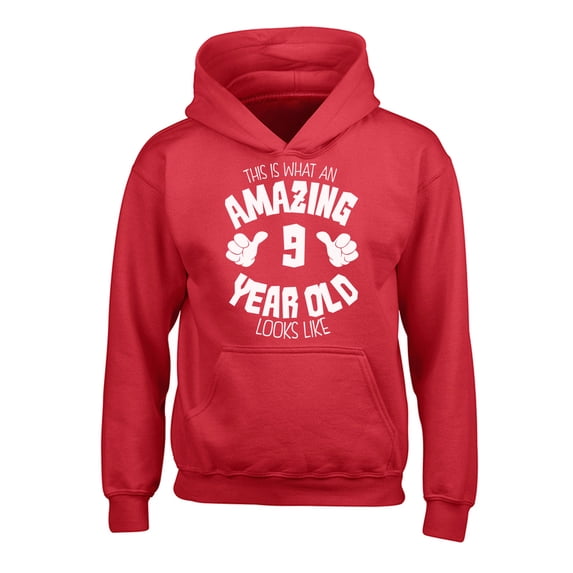 Awkward Styles Amazing 9th Birthday Hoodies for Kids It's My Ninth B-day Hooded Youth Sweatshirt Boys Girls This is What an Amazing 9 Year Old Looks Like