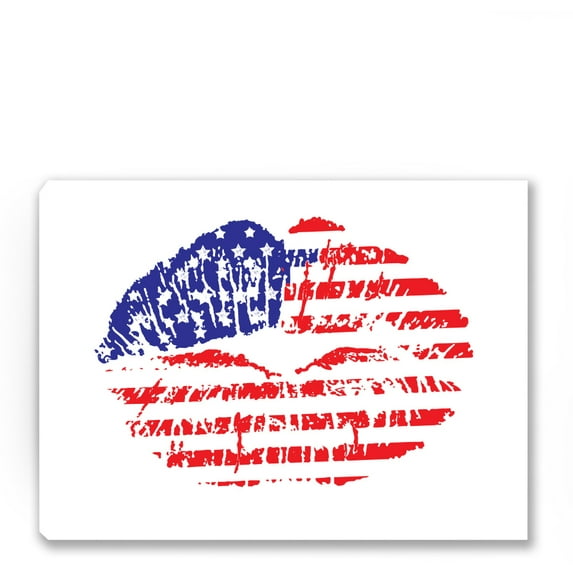 Awkward Styles America Art Work USA Canvas American Lips Wall Decor Cute USA Kiss Wall Art Stars and Stripes 4th of July Home Gifts Party Independence American Flag