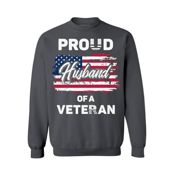 Awkward Styles American Army Men Sweatshirt Patriotic Gifts for Him Stripes and Stars Clothing American Gifts Proud Husband of a Veteran Sweatshirt for Men Proud Husband of a Veteran Sweater for Men