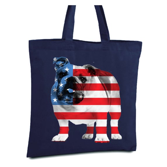 Awkward Styles American Bulldog Canvas Tote Bag Bulldog Book Bag Patriotic Gifts for Dog Lovers USA Bulldog Shopping Bag American Flag Reusable Shopper Bag USA Gifts Cute 4th of July Tote Bag