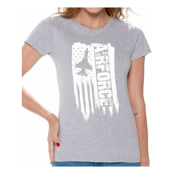Awkward Styles American Flag Airforce Women Shirt Stripes and Stars USA Airforce Women T shirt USA Pride 4th of July Airforce Tshirt for Women United States Patriotic Airforce Women T-shirt