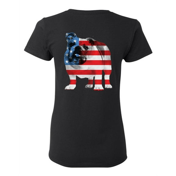 Awkward Styles American Flag Bulldog Women Shirt Independence Day Pro America Bulldog T shirt for Ladies Gifts Pro America Bulldog T shirt for Her Dog Girls Gifts USA Print on the Back Only
