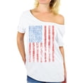 thumbnail image 1 of Awkward Styles American Flag Distressed Off the Shoulder T Shirt USA Shirts for Women USA Flag Tshirt Tops for the Independence Day 4th of July Shirts Womens Patriotic Outfit Fourth of July Gifts, 1 of 4