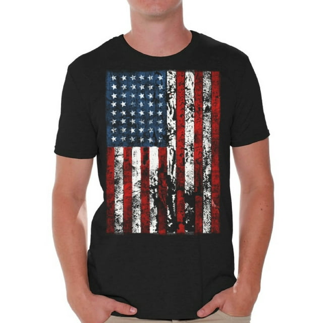 Awkward Styles Men's USA Flag Distressed Graphic T-shirt Tops 4th of July Independence Day