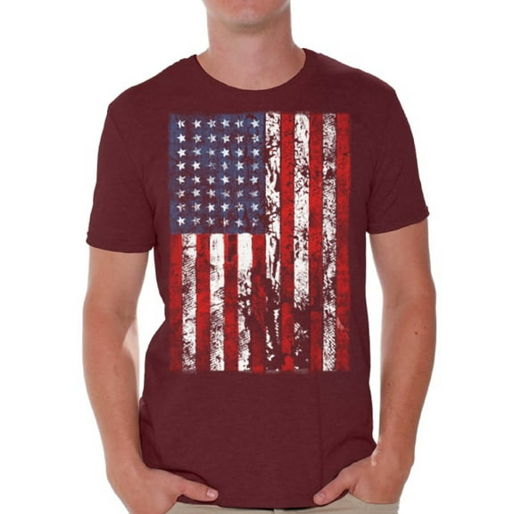 Awkward Styles Shirts for Men Graphic T-shirt USA Flag Distressed Tops 4th of July Men's T-shirt Independence Day Gifts