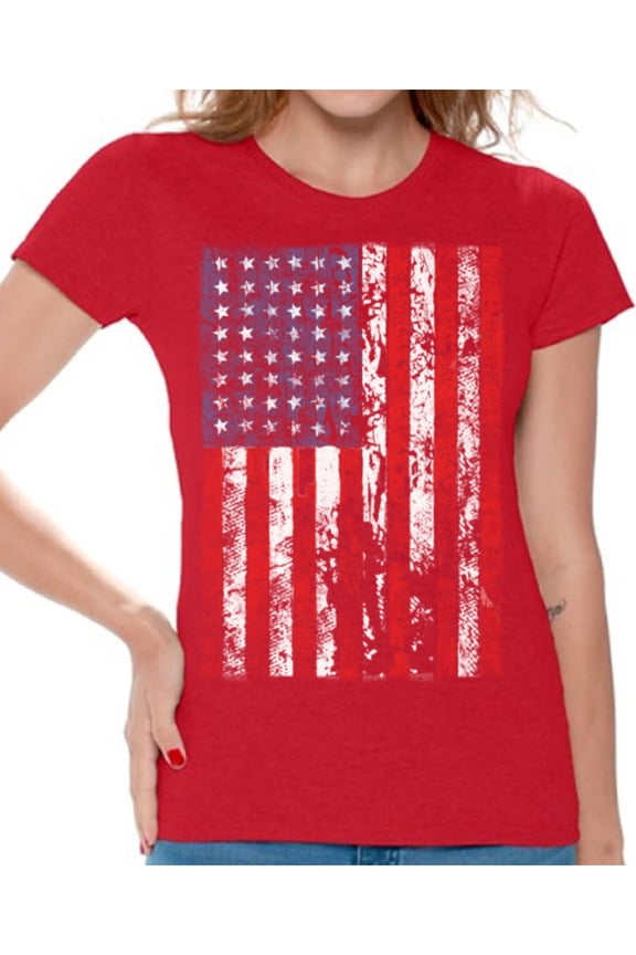 American Flag Distressed Women Shirt I'm American 4th of July T shirt for Women Proud American USA Women Tshirt 4th of July Gifts 4th of July T-shirt for Women Red White and Blue